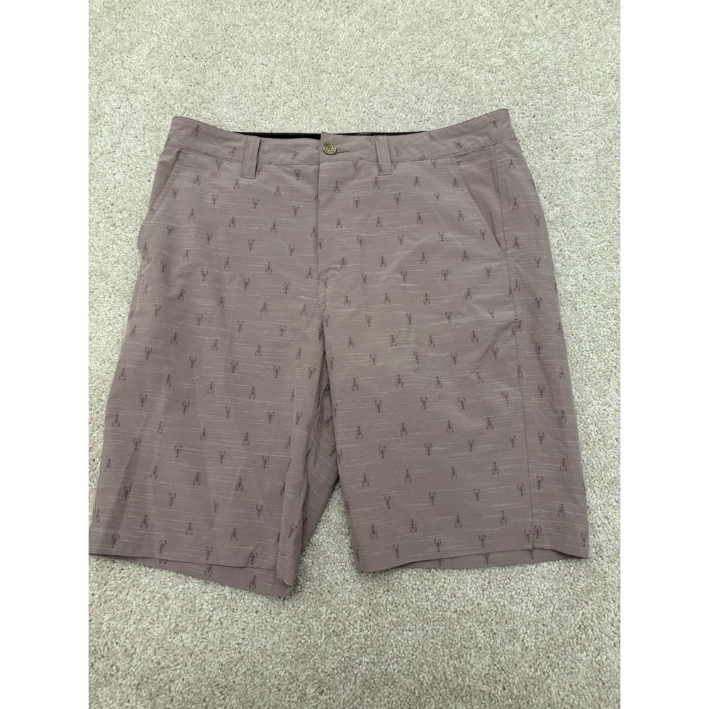Men's One Day Away Lobster All Over Print Red Stretch Preppy Shorts Hybrid 34W